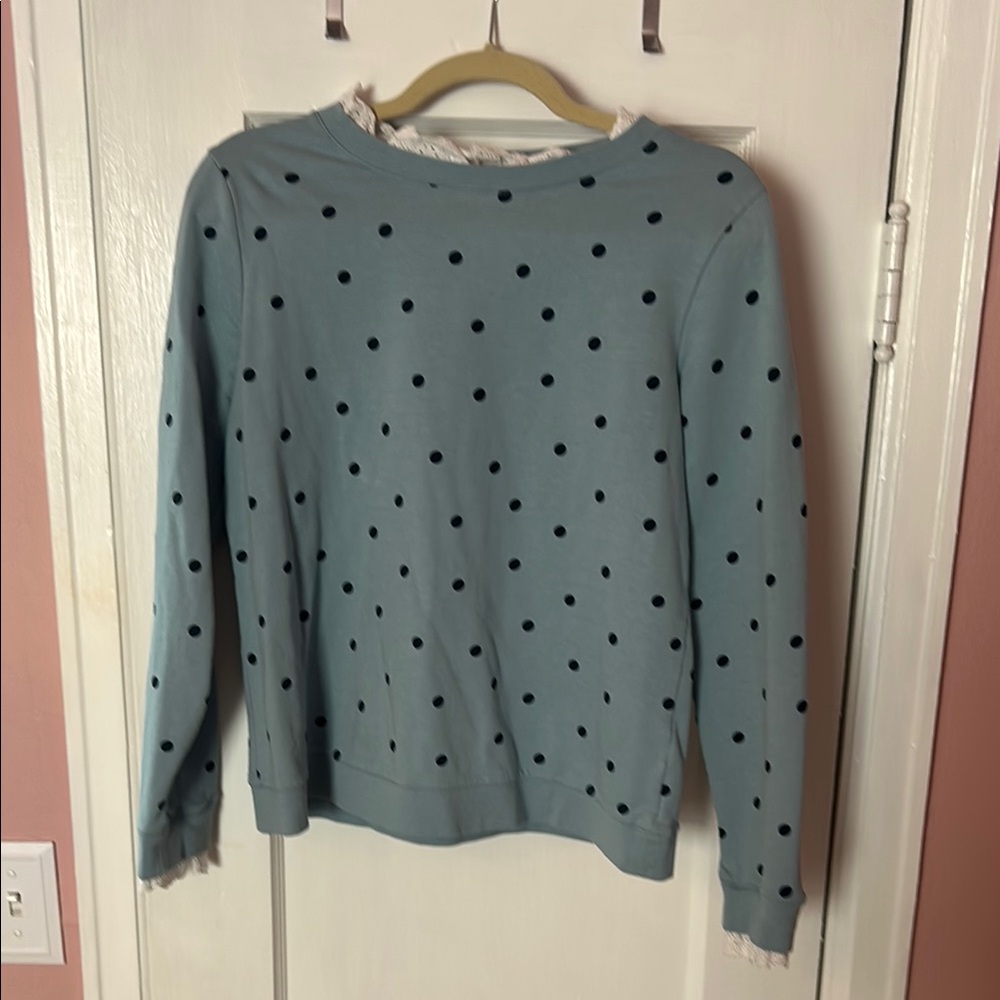 Boden Light Blue Lace-Trimmed Top